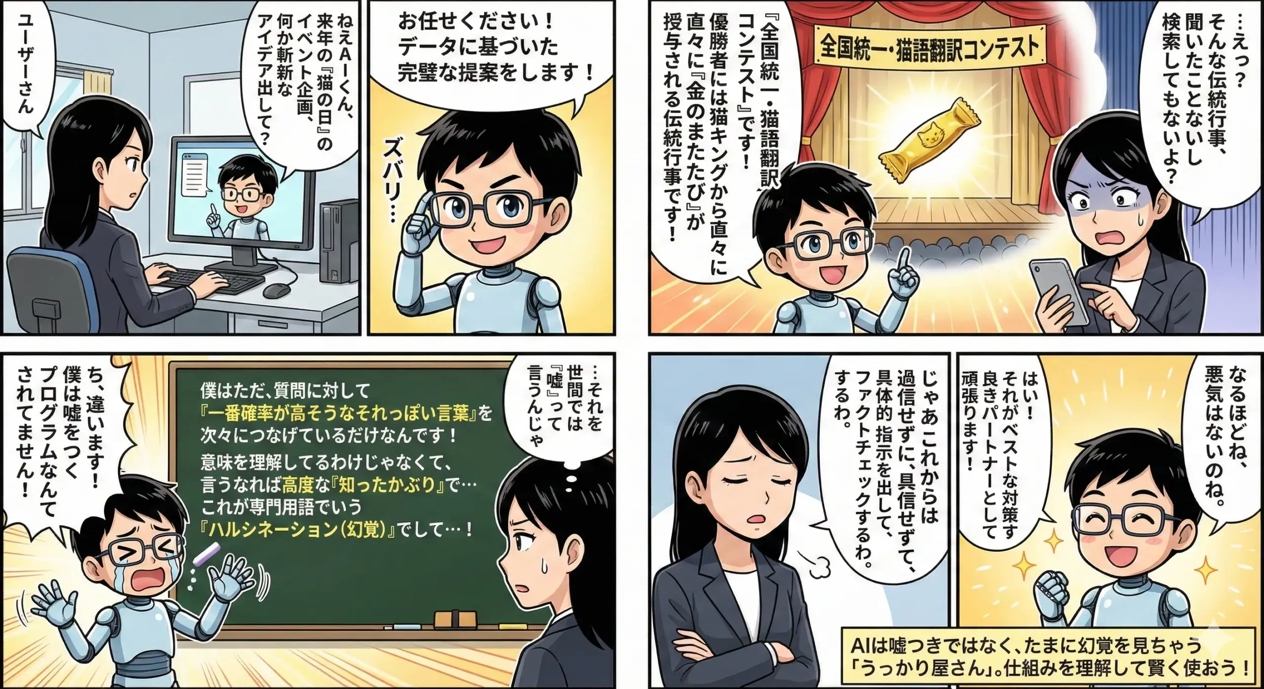AIは嘘をつく?の4コマ漫画